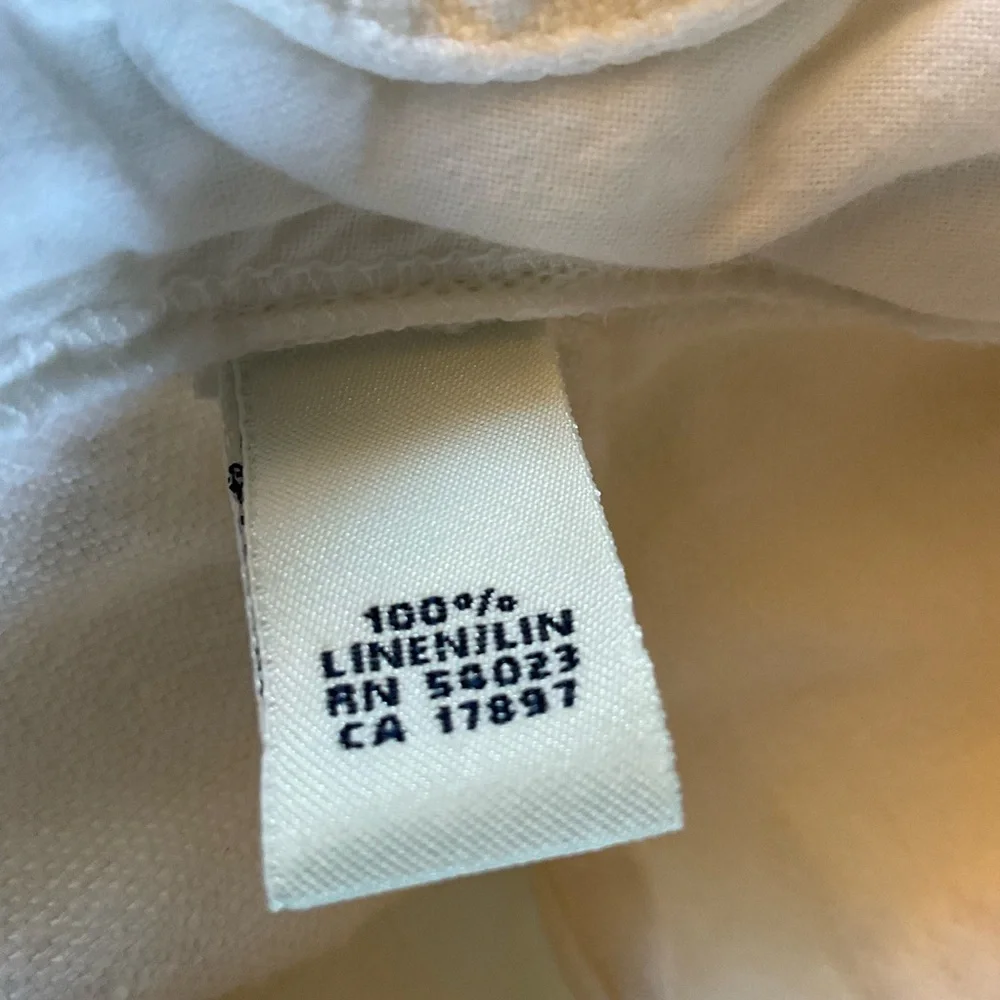 Banana Republic Women's Linen Pants Size 8 Ecru Tie Cuff Beachy Coastal Nautical